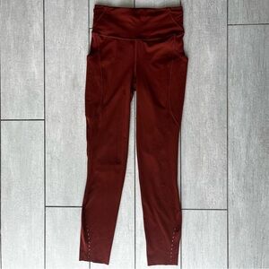 Lululemon Fast & Free High Rise Pockets 25” Updated Dark Terracotta Size 4 Gym